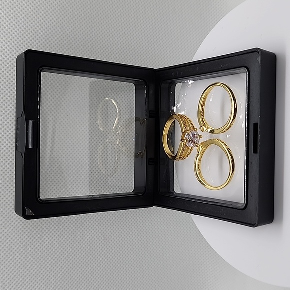 18K Gold Plated Zircon 925 Stamped 3-Piece Ring Set - Picture 4 of 14